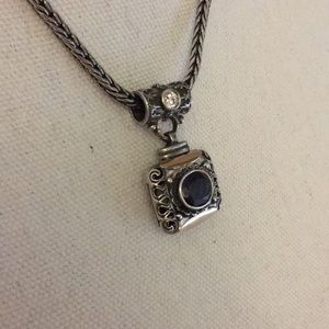 Vtg silver necklace with stones
